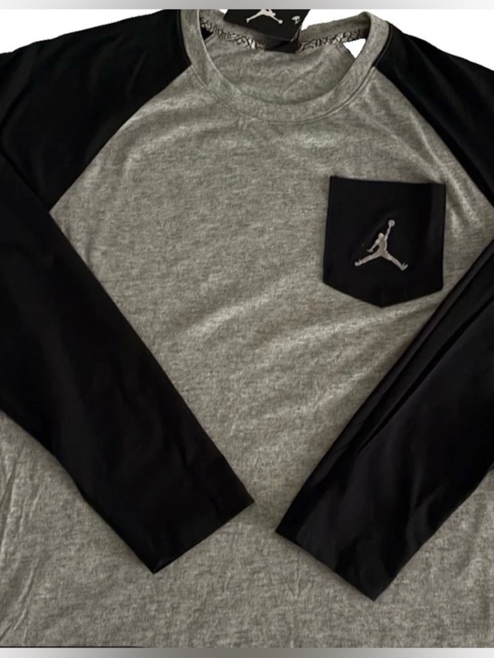Jordan Jumpman Long Sleeve Pocket T-Shirt L Gray Black Men's Athletic